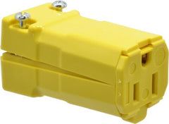 Hubbell Wiring Device-Kellems - 125 VAC, 15 Amp, 5-15R NEMA, Valise, Self Grounding, Commercial, Industrial Grade Connector - 2 Pole, 3 Wire, 1 Phase, 1/2 hp, Nylon, Yellow - Exact Tooling