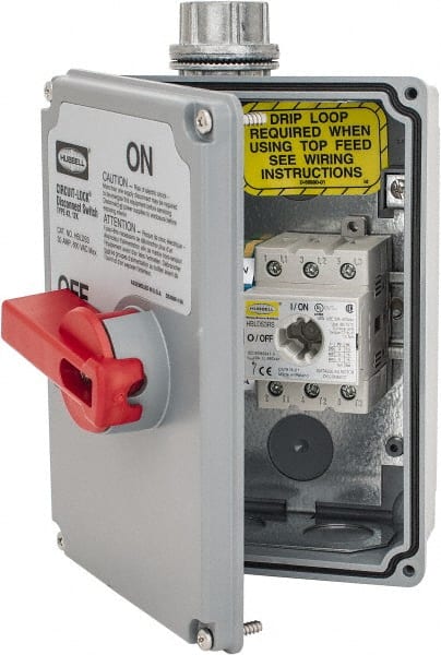 Hubbell Wiring Device-Kellems - 600VAC, 3 Pole, 4X, Enclosed Nonfused Cam & Disconnect Switch - 5.12 Inch Wide x 7.62 Inch High x 4.12 Inch Deep - Exact Tooling