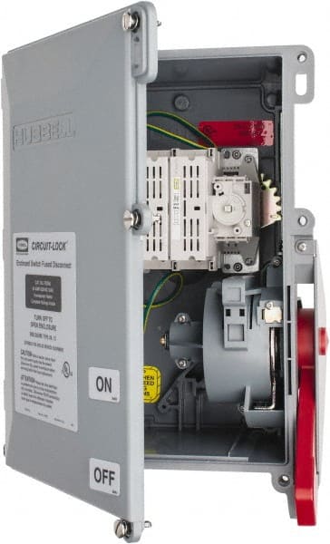 Hubbell Wiring Device-Kellems - 600VAC, 3 Pole, 4X, Enclosed Fused Cam & Disconnect Switch - 11.46 Inch Wide x 15.03 Inch High x 7.27 Inch Deep - Exact Tooling