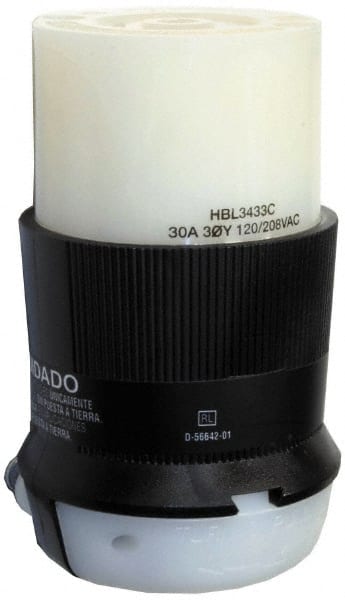 Hubbell Wiring Device-Kellems - 250 VAC, 30 Amp, NonNEMA Configuration, Industrial Grade, Self Grounding Connector - 1 Phase, 3 Poles, IP20, 0.35 to 1.15 Inch Cord Diameter - Exact Tooling