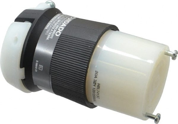 Hubbell Wiring Device-Kellems - 120/208 VAC, 20 Amp, NonNEMA Configuration, Industrial Grade, Ungrounded Connector - 1 Phase, 4 Poles, IP20, 0.35 to 1.15 Inch Cord Diameter - Exact Tooling