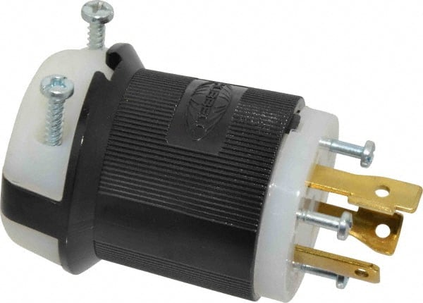 Hubbell Wiring Device-Kellems - 480 VAC, 30 Amp, L8-30P Configuration, Industrial Grade, Self Grounding Plug - 1 Phase, 2 Poles, IP20, 0.36 to 0.93 Inch Cord Diameter - Exact Tooling