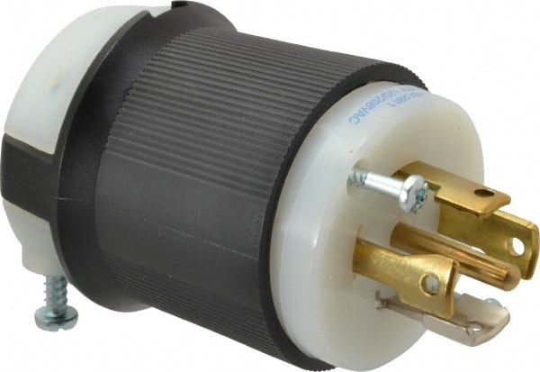 Hubbell Wiring Device-Kellems - 120/208 VAC, 30 Amp, L21-30P Configuration, Industrial Grade, Self Grounding Plug - 3 Phase, 4 Poles, IP20, 0.35 to 1.15 Inch Cord Diameter - Exact Tooling