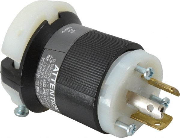 Hubbell Wiring Device-Kellems - 125/250 VAC, 20 Amp, NonNEMA Configuration, Industrial Grade, Ungrounded Plug - 1 Phase, 3 Poles, IP20, 0.36 to 0.93 Inch Cord Diameter - Exact Tooling