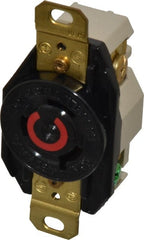 Hubbell Wiring Device-Kellems - 480 VAC, 20 Amp, L8-20R NEMA, Self Grounding Receptacle - 2 Poles, 3 Wire, Female End, Black - Exact Tooling