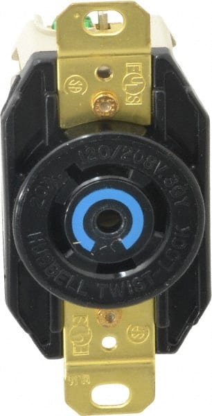 Hubbell Wiring Device-Kellems - 120/208 VAC, 20 Amp, L21-20R NEMA, Self Grounding Receptacle - 4 Poles, 5 Wire, Female End, Black - Exact Tooling