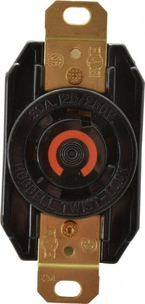 Hubbell Wiring Device-Kellems - 125/250 VAC, 30 Amp, L14-30R NEMA, Self Grounding Receptacle - 3 Poles, 4 Wire, Female End, Black - Exact Tooling