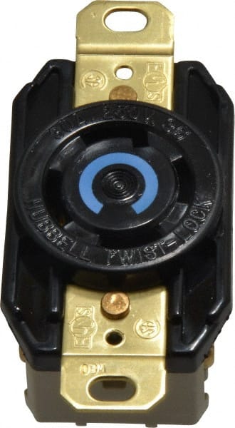 Hubbell Wiring Device-Kellems - 250 VAC, 30 Amp, L15-30R NEMA, Self Grounding Receptacle - 3 Poles, 4 Wire, Female End, Black - Exact Tooling