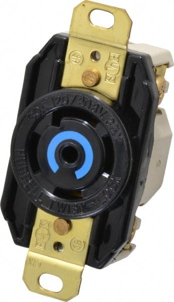 Hubbell Wiring Device-Kellems - 120/208 VAC, 30 Amp, L21-30R NEMA, Self Grounding Receptacle - 4 Poles, 5 Wire, Female End, Black - Exact Tooling