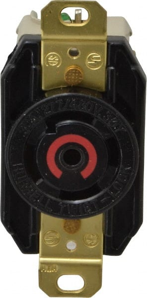 Hubbell Wiring Device-Kellems - 277/480 VAC, 30 Amp, L22-30R NEMA, Self Grounding Receptacle - 4 Poles, 5 Wire, Female End, Black - Exact Tooling