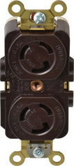 Hubbell Wiring Device-Kellems - 125 VAC, 15 Amp, L5-15R NEMA, Self Grounding Receptacle - 2 Poles, 3 Wire, Female End, Brown - Exact Tooling