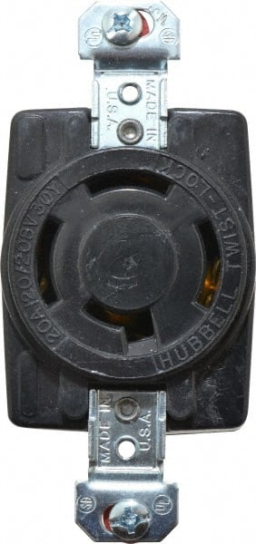 Hubbell Wiring Device-Kellems - 120/208 VAC, 20 Amp, NonNEMA, Ungrounded Receptacle - 4 Poles, 4 Wire, Female End, Black - Exact Tooling