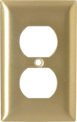 Hubbell Wiring Device-Kellems - 1 Gang, 4-1/2 Inch Long x 2.78 Inch Wide, Standard Outlet Wall Plate - Duplex Outlet, Brass, Brass - Exact Tooling