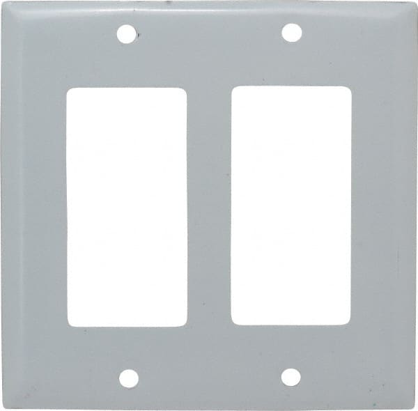 Hubbell Wiring Device-Kellems - 2 Gang, 4-1/2 Inch Long x 4.6 Inch Wide, Standard Outlet Wall Plate - GFCI/Surge Receptacle, Metallic, Stainless Steel - Exact Tooling