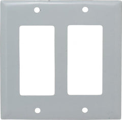 Hubbell Wiring Device-Kellems - 2 Gang, 4-1/2 Inch Long x 4.6 Inch Wide, Standard Outlet Wall Plate - GFCI/Surge Receptacle, Metallic, Stainless Steel - Exact Tooling