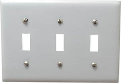 Hubbell Wiring Device-Kellems - 3 Gang, Switch Plate - Toggle Switch, Metallic, Stainless Steel - Exact Tooling