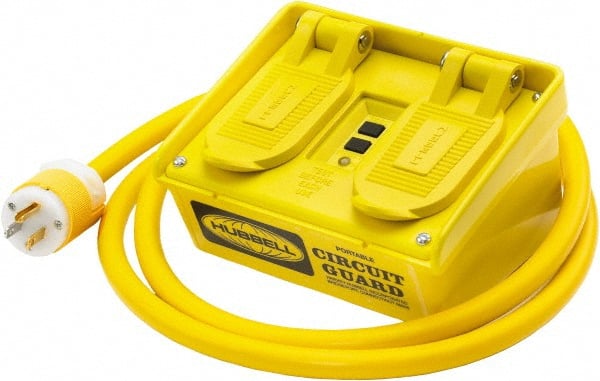 Hubbell Wiring Device-Kellems - 4 Outlet, 120 Volt, 15 Amp Rating, 4 to 6mA Max Surge, Floor, Industrial GFCI - 6 Ft. Cord Length, 5-15R NEMA Configuration, Plastic Housing - Exact Tooling