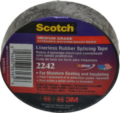 3M - 3/4" x 15', Black Rubber Electrical Tape - Series 2242, 30 mil Thick, 750 V/mil Dielectric Strength, 7.5 Lb./Inch Tensile Strength - Exact Tooling