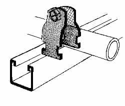 Thomas & Betts - 1-7/8" Pipe, 12 Gauge" Pipe or Tube Clamp - Gold Galvanized, 1,000 Lb Capacity - Exact Tooling
