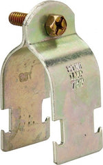 Thomas & Betts - 1-3/8" Pipe, 14 Gauge" Pipe or Tube Clamp - Gold Galvanized, 1,000 Lb Capacity - Exact Tooling