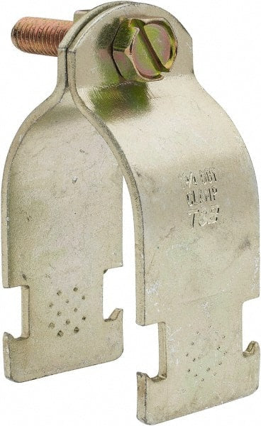 Thomas & Betts - 1-3/4" Pipe, 14 Gauge" Pipe or Tube Clamp - Gold Galvanized, 1,000 Lb Capacity - Exact Tooling