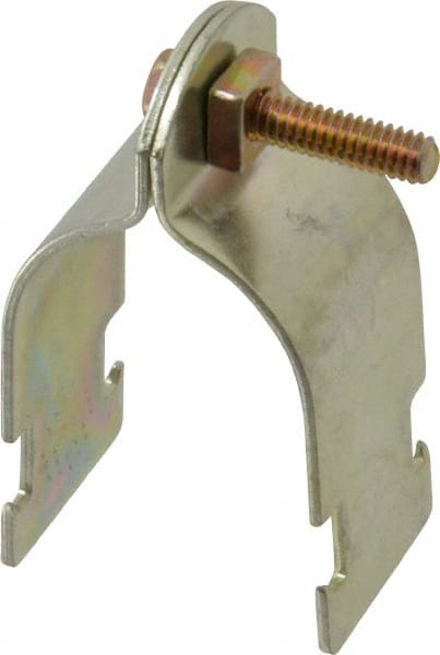 Thomas & Betts - 1-1/4" Pipe, 14 Gauge" Pipe or Conduit Clamp - Gold Galvanized, Rigid & IMC Conduit - Exact Tooling