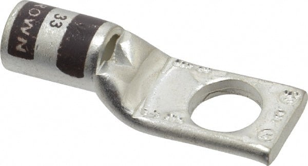 Thomas & Betts - 2 AWG Noninsulated Compression Connection Square Ring Terminal - 3/8" Stud, 1.65" OAL x 0.59" Wide, Tin Plated Copper Contact - Exact Tooling