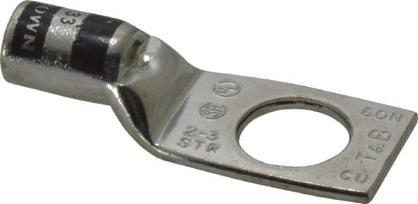 Thomas & Betts - 2 AWG Noninsulated Compression Connection Square Ring Terminal - 1/2" Stud, 1.92" OAL x 3/4" Wide, Tin Plated Copper Contact - Exact Tooling