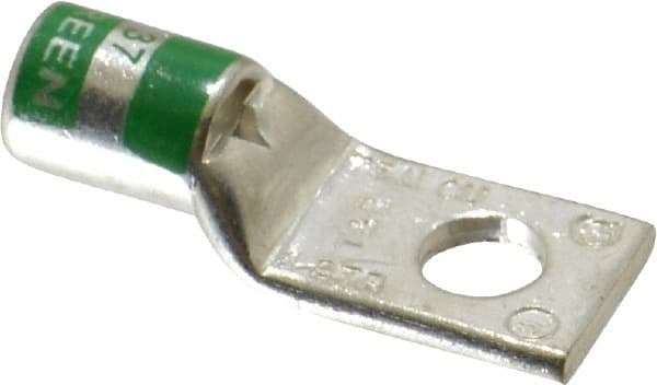 Thomas & Betts - 1 AWG Noninsulated Compression Connection Square Ring Terminal - 5/16" Stud, 1.73" OAL x 0.68" Wide, Tin Plated Copper Contact - Exact Tooling