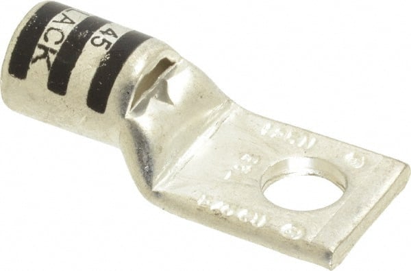 Thomas & Betts - 2/0 AWG Noninsulated Compression Connection Square Ring Terminal - 3/8" Stud, 1.93" OAL x 0.83" Wide, Tin Plated Copper Contact - Exact Tooling