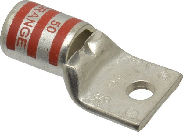 Thomas & Betts - 3/0 AWG Noninsulated Compression Connection Rectangle Ring Terminal - 1/4" Stud, 1-3/4" OAL x 0.92" Wide, Tin Plated Copper Contact - Exact Tooling