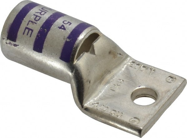 Thomas & Betts - 4/0 AWG Noninsulated Compression Connection Rectangle Ring Terminal - 1/4" Stud, 1.9" OAL x 1.03" Wide, Tin Plated Copper Contact - Exact Tooling