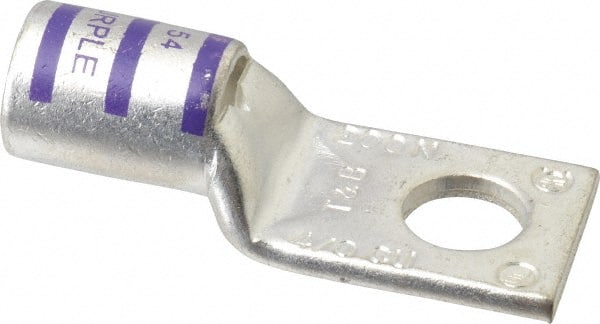 Thomas & Betts - 4/0 AWG Noninsulated Compression Connection Square Ring Terminal - 1/2" Stud, 2-1/2" OAL x 1.03" Wide, Tin Plated Copper Contact - Exact Tooling