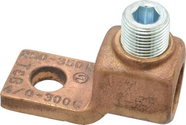 Thomas & Betts - 4/0 AWG Noninsulated Compression Connection Square Ring Terminal - 1/2" Stud, 2-3/4" OAL x 1-3/16" Wide, Copper Contact - Exact Tooling