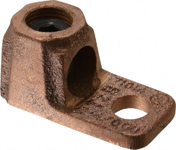 Thomas & Betts - 2-4/0 AWG Noninsulated Crimp Connection D Shaped Ring Terminal - 3/8" Stud, 1-7/8" OAL x 15/16" Wide, Copper Contact - Exact Tooling