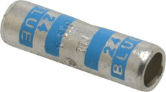 Thomas & Betts - 6 AWG Compatible, Noninsulated, Crimp-On Butt Splice Terminal - 2 Wire Entries, Copper Contacts, Tin Contact Plating, 1" OAL, Blue - Exact Tooling