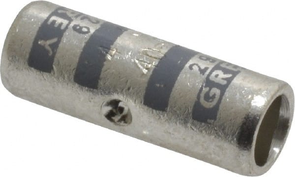 Thomas & Betts - 4 AWG Compatible, Noninsulated, Crimp-On Butt Splice Terminal - 2 Wire Entries, Copper Contacts, Tin Contact Plating, 1" OAL, Gray - Exact Tooling