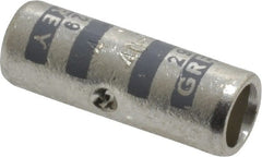 Thomas & Betts - 4 AWG Compatible, Noninsulated, Crimp-On Butt Splice Terminal - 2 Wire Entries, Copper Contacts, Tin Contact Plating, 1" OAL, Gray - Exact Tooling