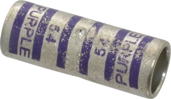 Thomas & Betts - 4/0 AWG Compatible, Noninsulated, Crimp-On Butt Splice Terminal - 2 Wire Entries, Copper Contacts, Tin Contact Plating, 1.88" OAL, Purple - Exact Tooling