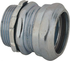 Thomas & Betts - 1-1/4" Trade, Steel Compression Straight EMT Conduit Connector - Noninsulated - Exact Tooling