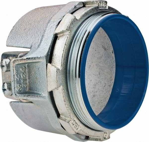 Thomas & Betts - 4" Trade, Malleable Iron Set Screw Straight FMC Conduit Connector - Insulated - Exact Tooling