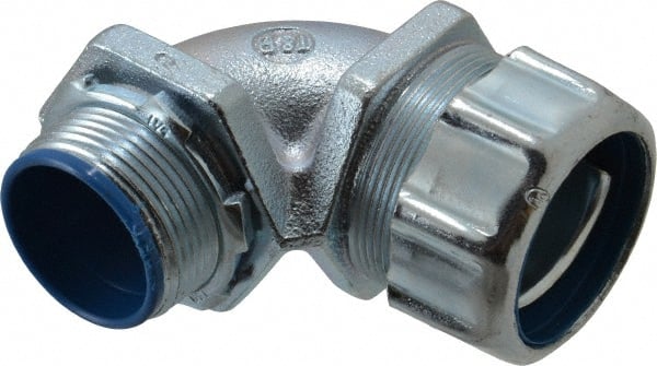 Thomas & Betts - 1-1/4" Trade, Malleable Iron Threaded Angled Liquidtight Conduit Connector - Insulated - Exact Tooling