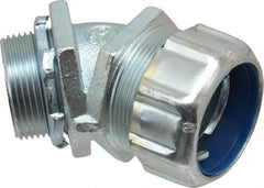 Thomas & Betts - 1-1/4" Trade, Malleable Iron Threaded Angled Liquidtight Conduit Connector - Noninsulated - Exact Tooling