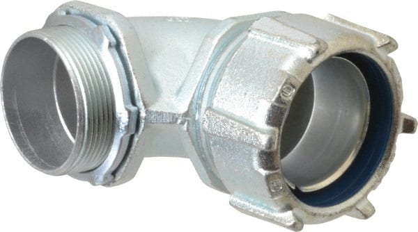 Thomas & Betts - 2" Trade, Malleable Iron Threaded Angled Liquidtight Conduit Connector - Noninsulated - Exact Tooling