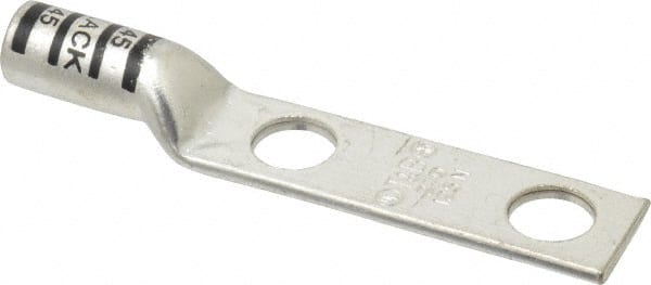 Thomas & Betts - 2/0 AWG Noninsulated Compression Connection Rectangle Ring Terminal - 1/2" Stud, 4.2" OAL x 0.83" Wide, Tin Plated Copper Contact - Exact Tooling