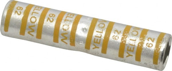 Thomas & Betts - 250mm Wire Size Compatible, Noninsulated, Crimp-On Butt Splice Terminal - 2 Wire Entries, Copper Contacts, Tin Contact Plating, 3.38" OAL, Yellow - Exact Tooling