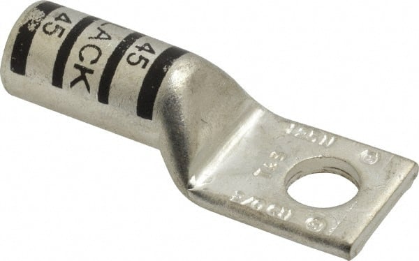 Thomas & Betts - 2/0 AWG Noninsulated Compression Connection Square Ring Terminal - 3/8" Stud, 2.28" OAL x 0.83" Wide, Tin Plated Copper Contact - Exact Tooling