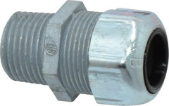Thomas & Betts - 0.45 to 0.56" Cable Capacity, Liquidtight, Straight Strain Relief Cord Grip - 1/2 NPT Thread, 1-21/32" Long, Zinc - Exact Tooling