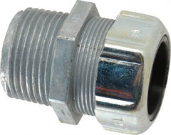 Thomas & Betts - 3/4 to 0.88" Cable Capacity, Liquidtight, Straight Strain Relief Cord Grip - 1 NPT Thread, 1-7/8" Long, Zinc - Exact Tooling