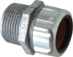 Thomas & Betts - 7/8 to 0.985" Cable Capacity, Liquidtight, Straight Strain Relief Cord Grip - 1 NPT Thread, 1-7/8" Long, Zinc - Exact Tooling
